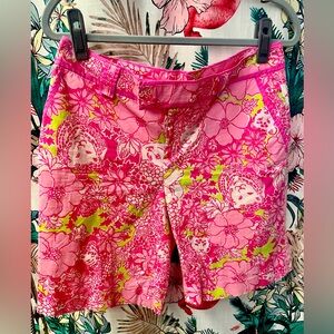 Vintage Lily Pulitzer White Label Shorts Pink and Green Size 6.